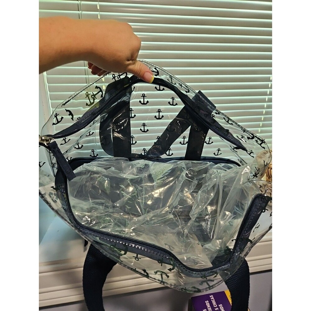 Nautical Anchors Navy Blue Tote with Elevated Zip Bottom Cooler NWTs - Picture 5 of 6